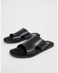 Base London Arena Sandals In Black Leather