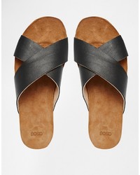 Asos Collection Fergus Cross Strap Leather Sandals