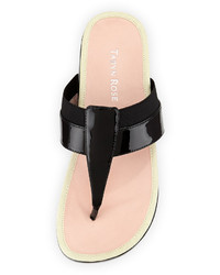 Taryn Rose August Patent Footbed Sandal Black