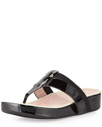 Taryn Rose August Patent Footbed Sandal Black