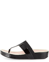 Taryn Rose August Patent Footbed Sandal Black