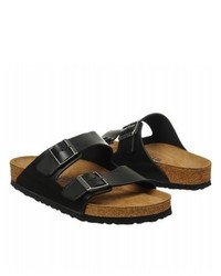 Black Leather Sandals: Birkenstock Arizona Soft Footbed Sandal | Where ...