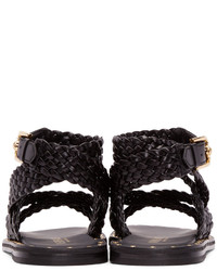 Versace Black Braided Leather Sandals