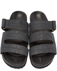 Pierre Hardy Black Croc Embossed Birkchic Sandals