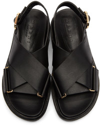 Marni Black Fussbet Crossover Sandals