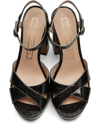Marc Jacobs Black Glitter Lust Platform Sandals