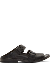 Marsèll Black Grained Leather Buckled Strap Sandals