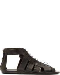 Marsèll Black Grained Leather Lace Up Sandals