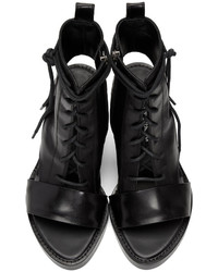 Ann Demeulemeester Black Leather Boot Sandals
