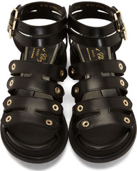 Robert Clergerie Black Leather Caroube Sandals