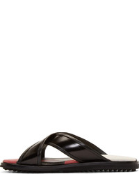 Alexander McQueen Black Leather Crisscross Strap Sandals