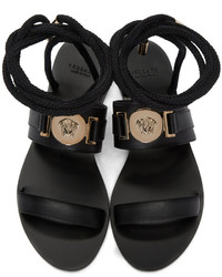 Versace Black Leather Medusa Sandals