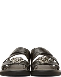 Versace Black Leather Medusa Sandals