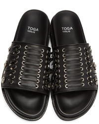 Toga Virilis Black Leather Sandals