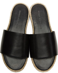 Haider Ackermann Black Leather Slide Sandals