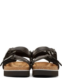MSGM Black Leather Slingback Sandals