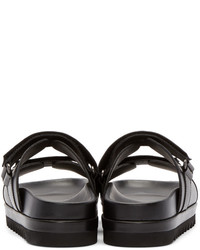DSQUARED2 Black Leather Slip On Sandals