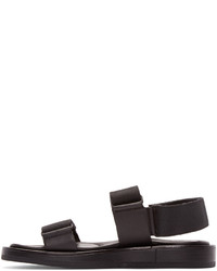 Calvin Klein Collection Black Leather Velcro Sandals