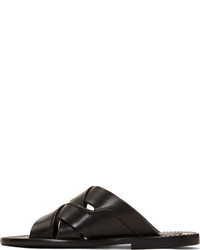 Dolce & Gabbana Black Leather Vesuvio Sandals