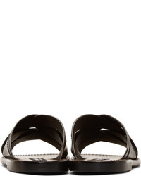 Dolce & Gabbana Black Leather Vesuvio Sandals