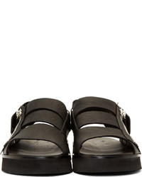 Cinzia Araia Black Leather Zip Sandals