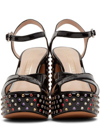 Marc Jacobs Black Patent Strass Lust Platform Sandals