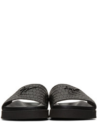 Giuseppe Zanotti Black Python Embossed Slide Sandals
