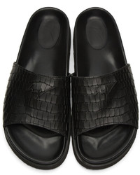 Giuseppe Zanotti Black Python Embossed Slide Sandals