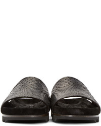 Lanvin Black Python Slide Sandals