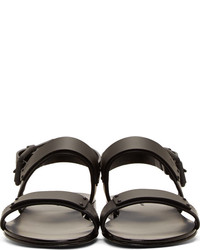 Giuseppe Zanotti Black Rubberized Leather Plated Sandals