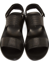 DSQUARED2 Black Snakeskin Embossed Leather Sandals