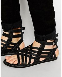 Asos Brand Gladiator Sandals In Black Leather