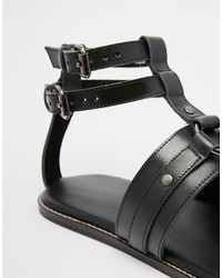 Asos Brand Sandals In Black Leather
