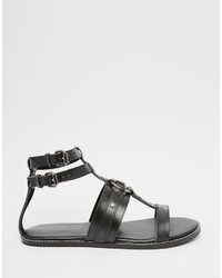 Asos Brand Sandals In Black Leather