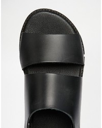 Asos Brand Sandals In Black Leather With Cut Out