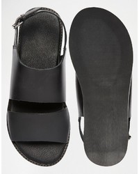 Asos Brand Sandals In Black Leather With Cut Out