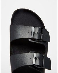 Asos Brand Sandals In Black With Buckle