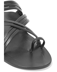 The Row Cannes Leather Sandals Black