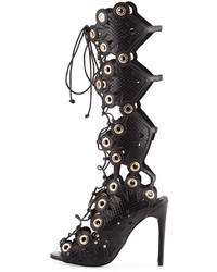 Ivy Kirzhner Cannes Tall Leather Lace Up Sandal Black