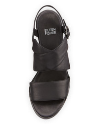 Eileen Fisher Cara Crisscross Leather Sandal Black