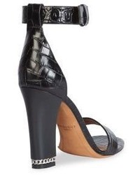 Givenchy Chain Line Croc Embossed Patent Leather Ankle Strap Sandals