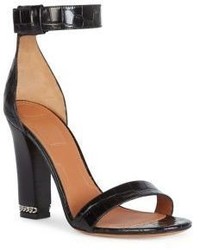 Givenchy Chain Line Croc Embossed Patent Leather Ankle Strap Sandals