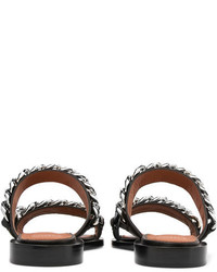 Givenchy Chain Trimmed Leather Sandals Black