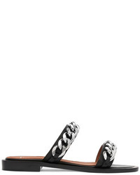 Givenchy Chain Trimmed Leather Sandals Black