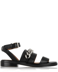 Givenchy Chain Trimmed Leather Sandals