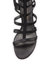 Stuart Weitzman Cleo Strappy Leather Sandal Black