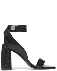 Stella McCartney Croc Effect Faux Leather Sandals Black