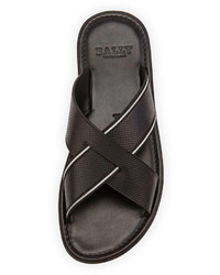 Bally Darlie Leather Crossed Sandal Black