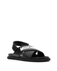Moschino Debossed Logo Leather Sandals