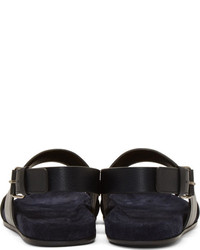 Lanvin Deep Blue Black Leather Sandals